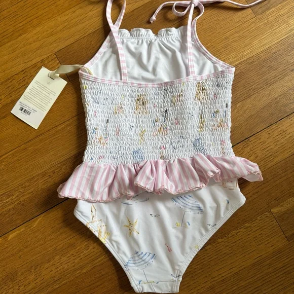 Dondolo Kids One Piece Swimsuit with Pink and White Ruffle - Picture 5 of 6
